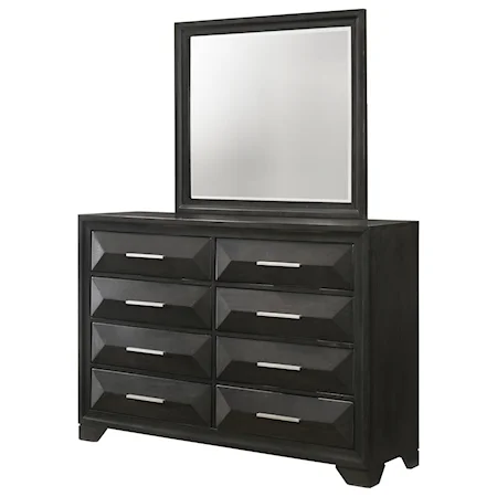 Casual Dresser and Mirror Set with Felt-Lined Drawers